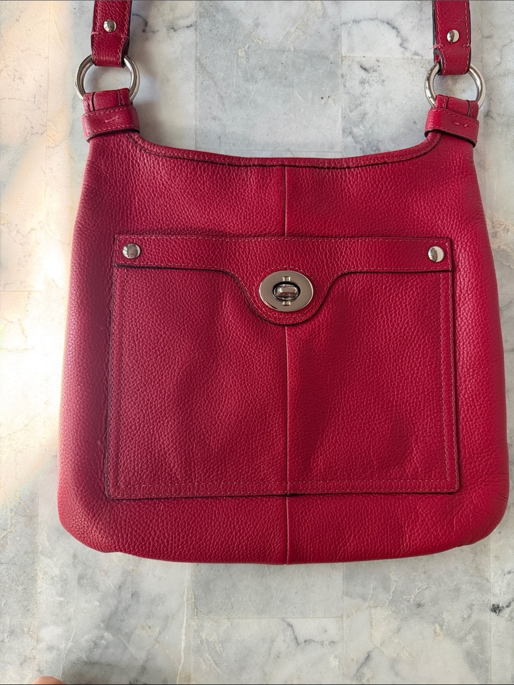Coach Red Burgundy Leather Crossbody Bag - Picture 2 of 16